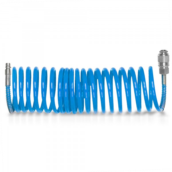 5 m Druckluft Spiralschlauch 6mm mit Schnellkupplung