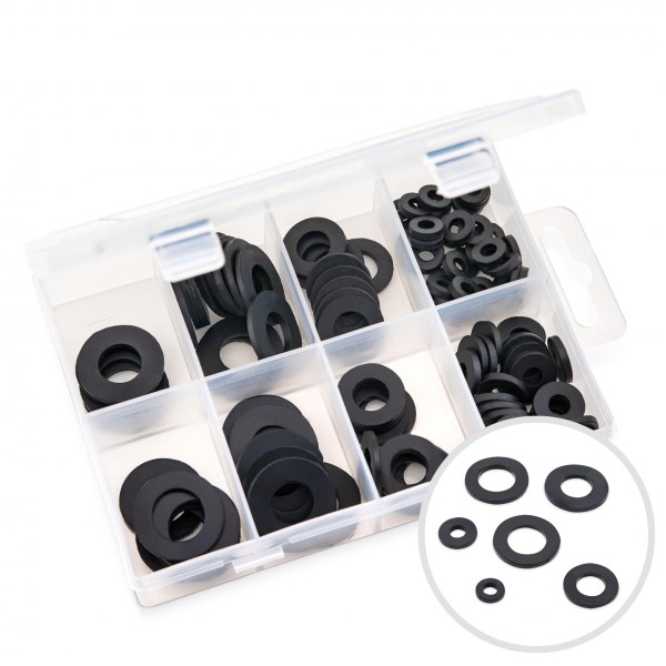 120-tlg. Gummiunterlegscheiben Sortiment - 10 bis 24,5 mm