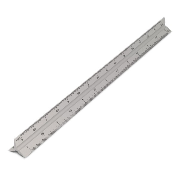 Aluminium-Dreikantlineal mit 6 Skalierungen - 300 mm