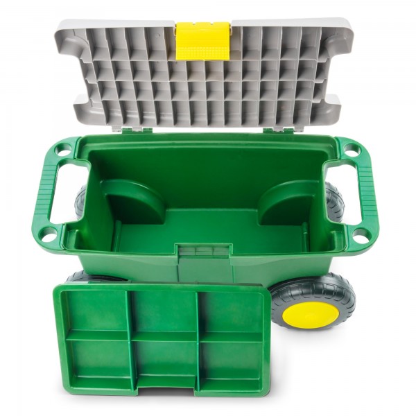 Kunststoff Gartenwagen mit Sitz und Staufächern - 550x265x295 mm