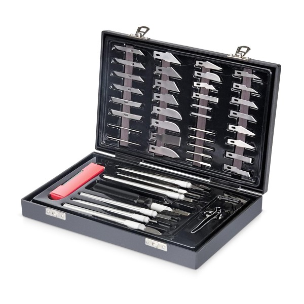 51-tlg. Hobbymesser-Satz mit 37 Klingen - im Koffer