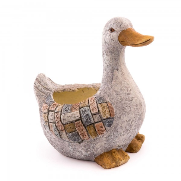 Pflanzgefäß "Ente" Mosaik Optik - 36,5 x 29 x 41 cm - Ø 17 cm