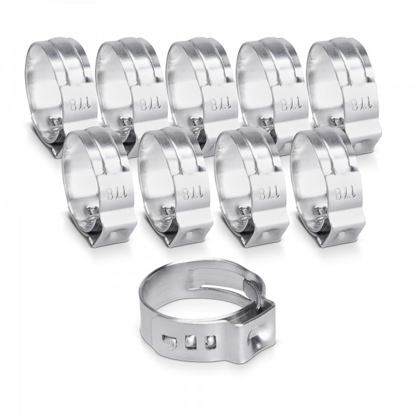 10 Schlauchklemmen - Edelstahl - 14,6 bis 17,8 mm