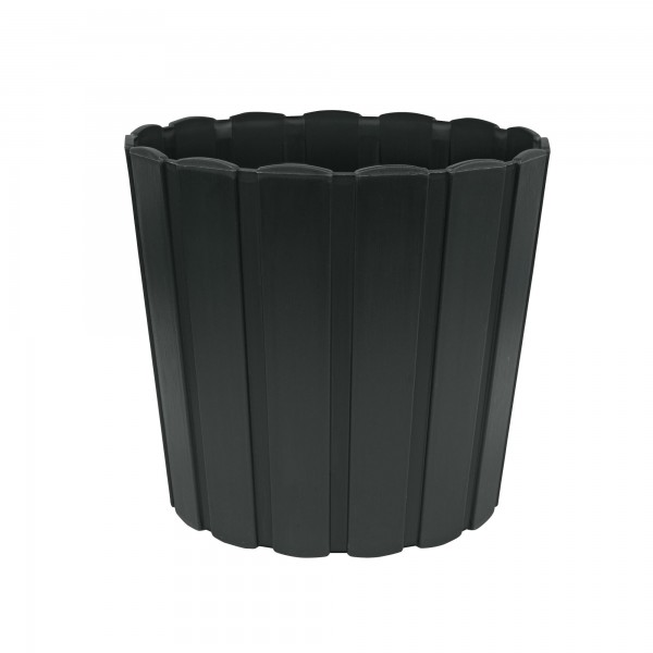 Kunststoff Blumentopf mit Brettmuster - 144 mm Durchmesser - anthrazit