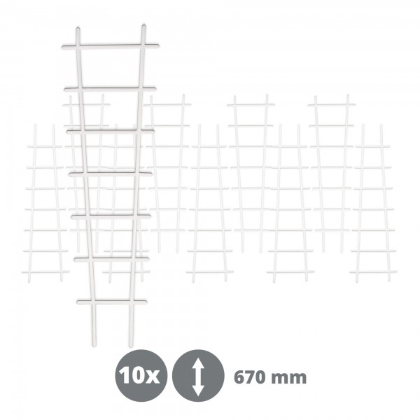 10 x Kunststoff Pflanzstütze in Leiterform - weiß - 200 x 670 mm