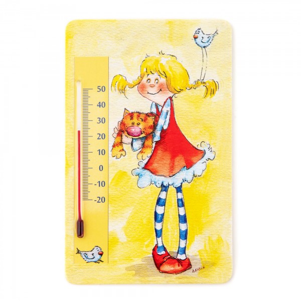 Innenthermometer selbstklebend mit buntem Motiv - 14 x 9 cm