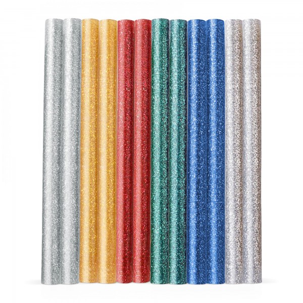 12x Heißklebestick bunt glitzernd (6 Farben x 2 Stück) Ø 7,2x100mm