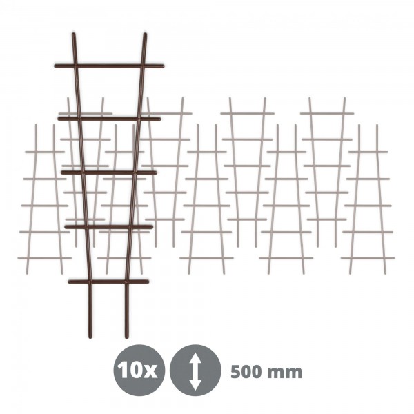 10 x Kunststoff Pflanzstütze in Leiterform - braun - 183 x 500 mm