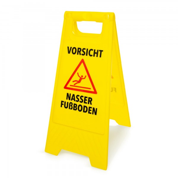 Warnschild: Vorsicht nasser Fußboden - deutsch - 295 x 610 mm - gelb