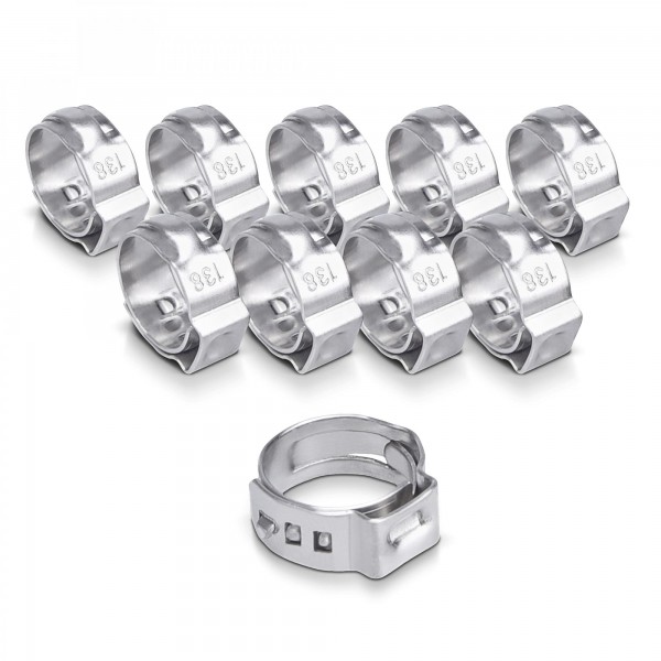 10 Schlauchklemmen - Edelstahl - 11,3 bis 13,8 mm