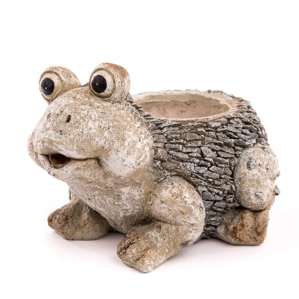 Frosch inkl. Pflanztopf Schieferstein Optik - 39 x 28 x 26 cm - Ø 15 cm