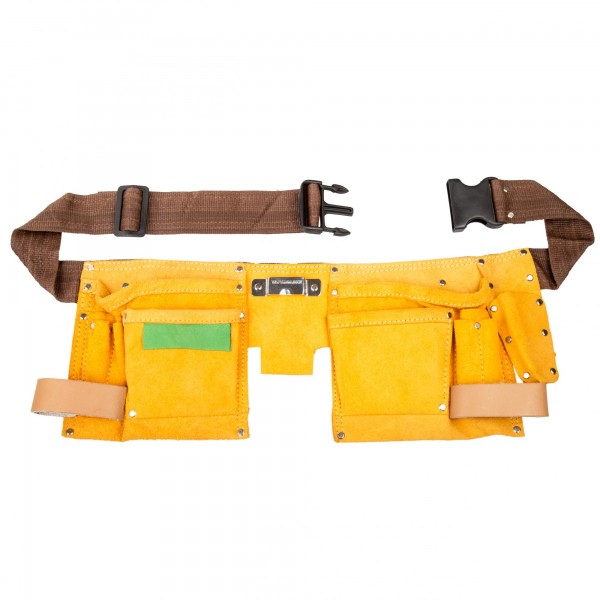Werkzeuggürtel 10 Fächer aus Leder - 80 bis 130 cm Länge