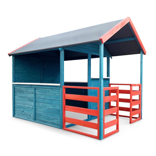 XL Kinderspielhaus Holz mit Veranda 146x195x156cm