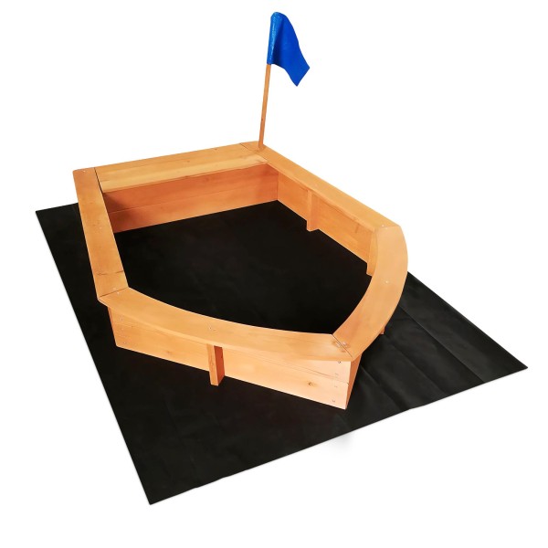 Holzsandkasten Boot 150x108x50cm mit Vliesboden